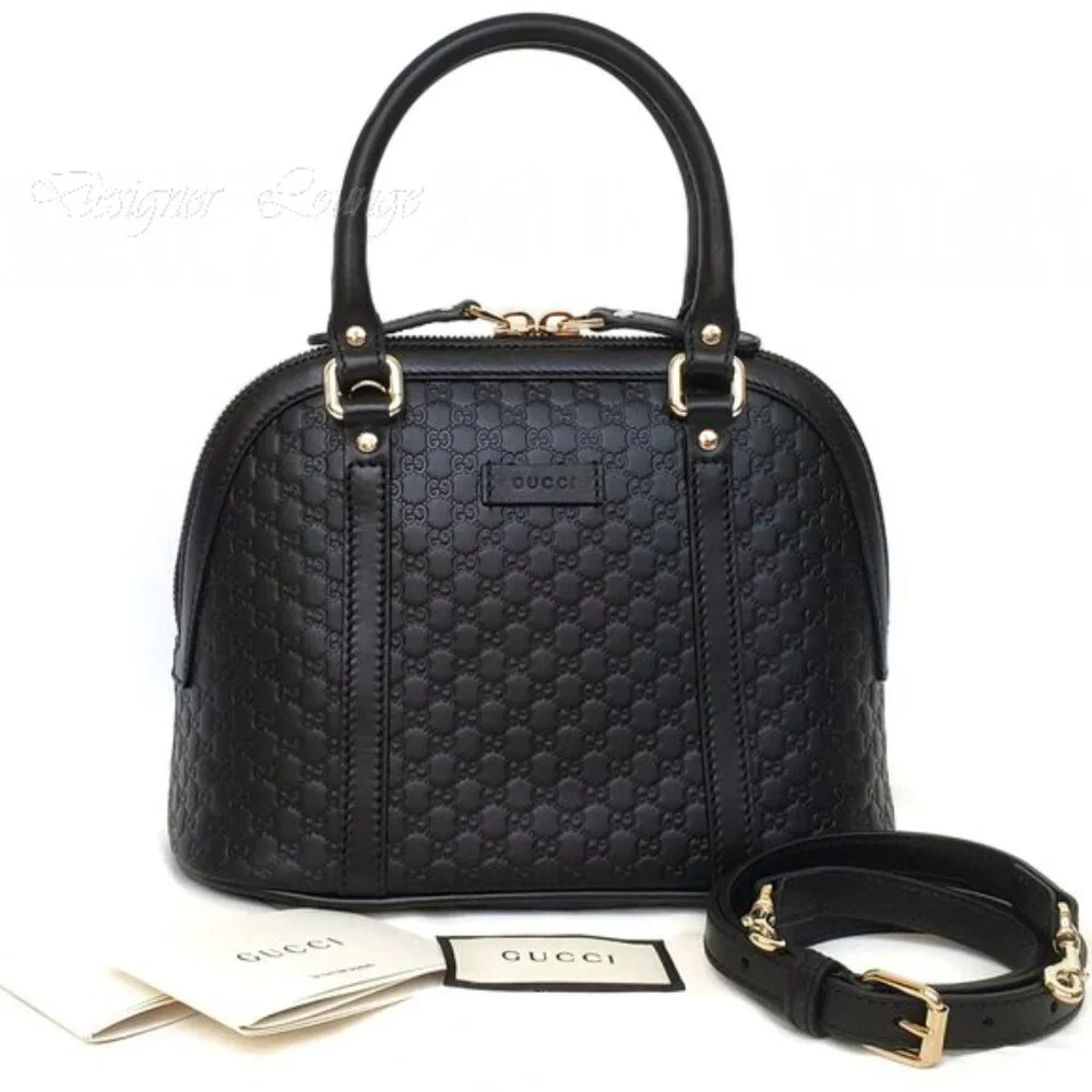 NEW GUCCI MicroGuccissima GG Crossbody Black Leather Dome Bag Small $1,950